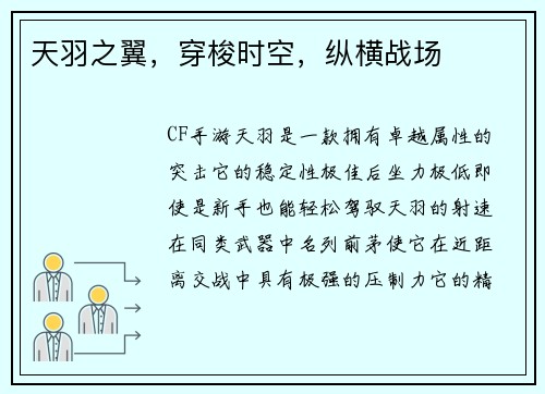 天羽之翼，穿梭时空，纵横战场